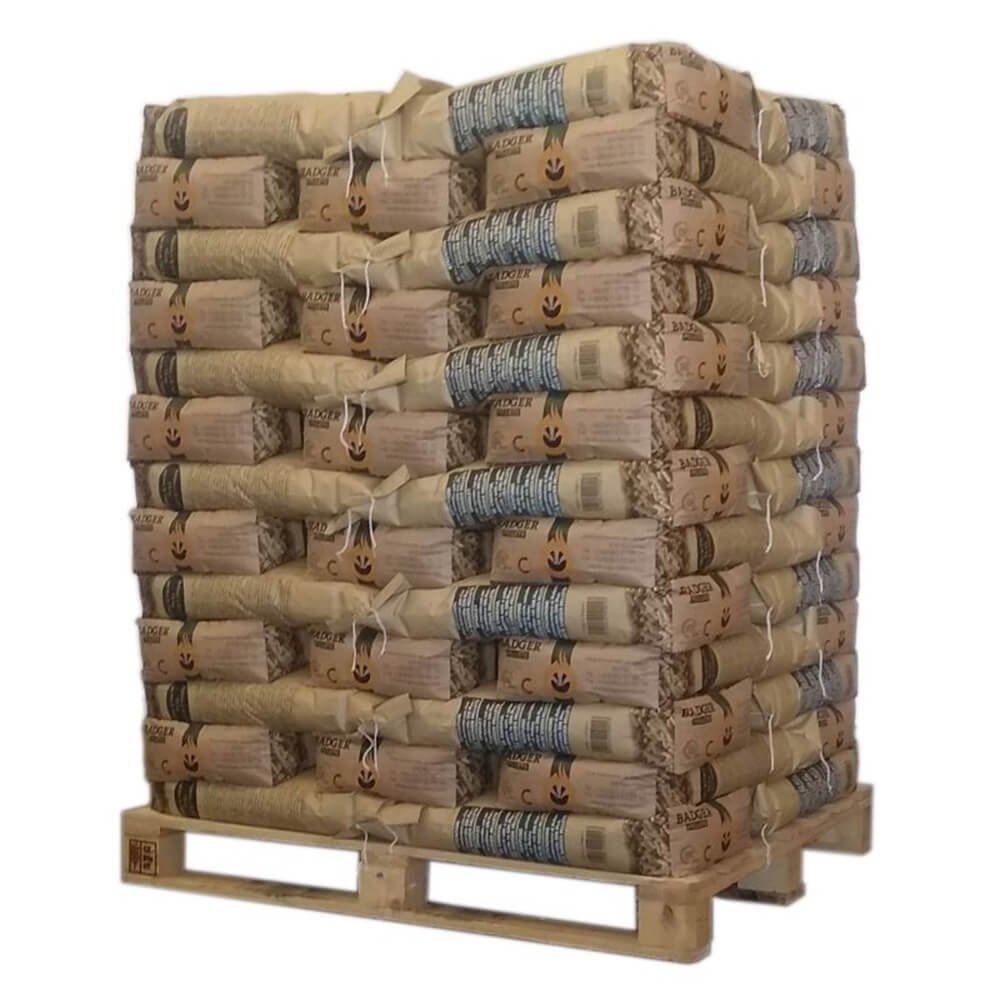 Pellets Badger DIN Plus – palete de 65 sacos de 15 kg
