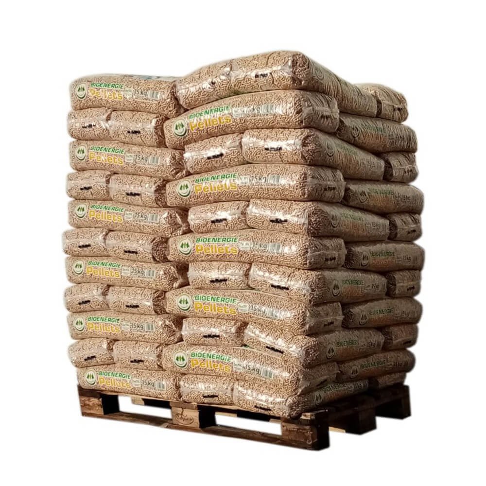Pellets Bio Energie DIN Plus e ENplus A1 – palete de 66 sacos de 15 kg