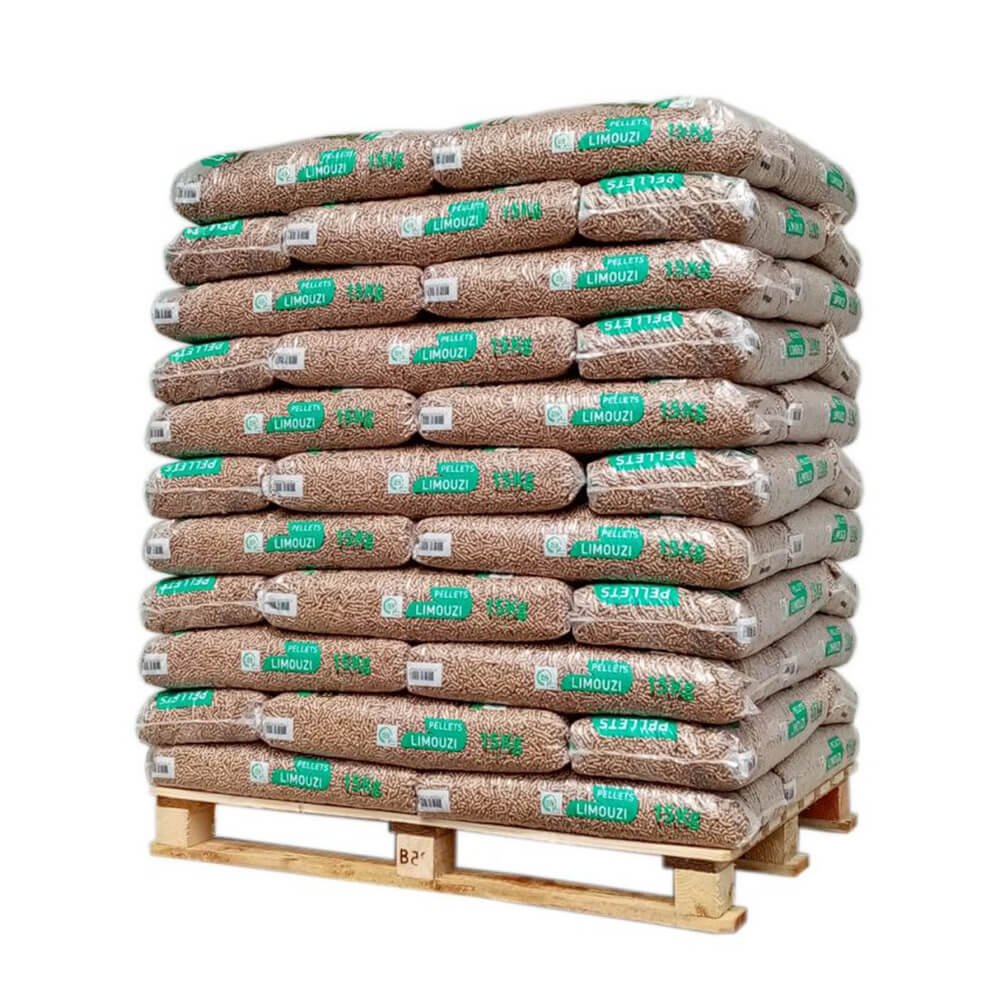 Pellets Limouzi DIN Plus – palete de 66 sacos de 15 kg